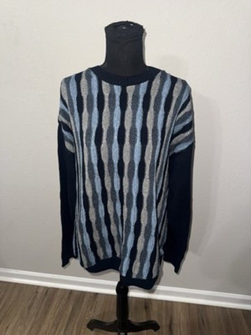 Vintage 90's Grunge Patterned Knitted Jumper Sweater Large Liberty Grandpa